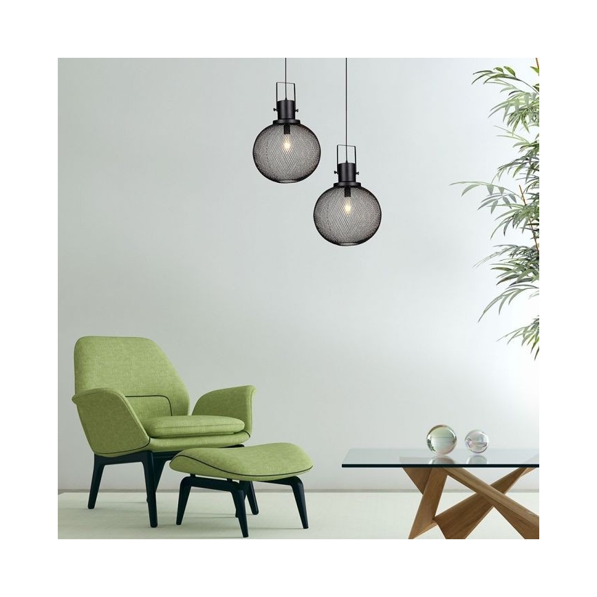 Luster na lanku 1xE27/60W/230V čierna