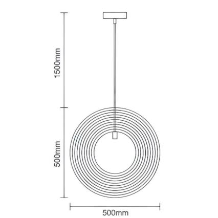 Luster na lanku 1xE27/60W/230V priemer 50 cm masív/dýha/kaučukovník
