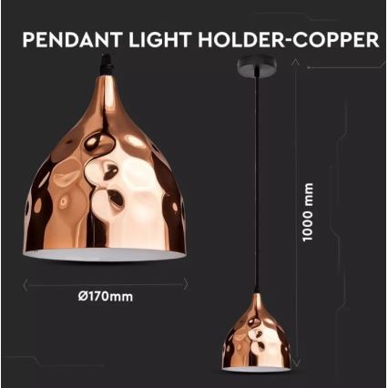 Luster na lanku 1xE27/60W/230V rosegold