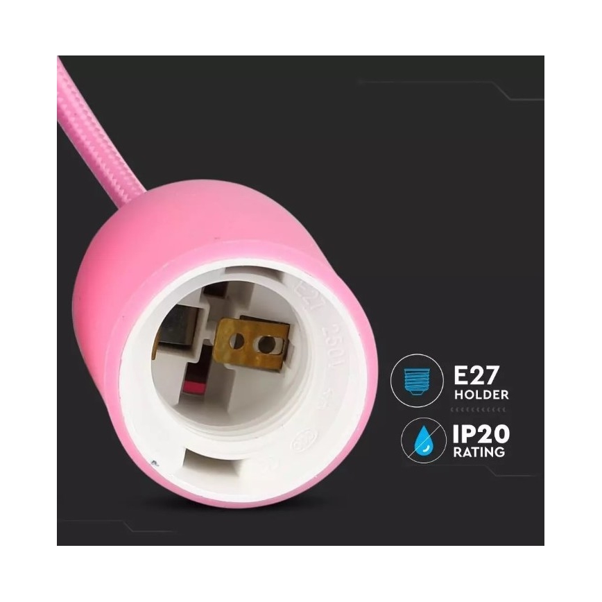 Luster na lanku 1xE27/60W/230V ružová