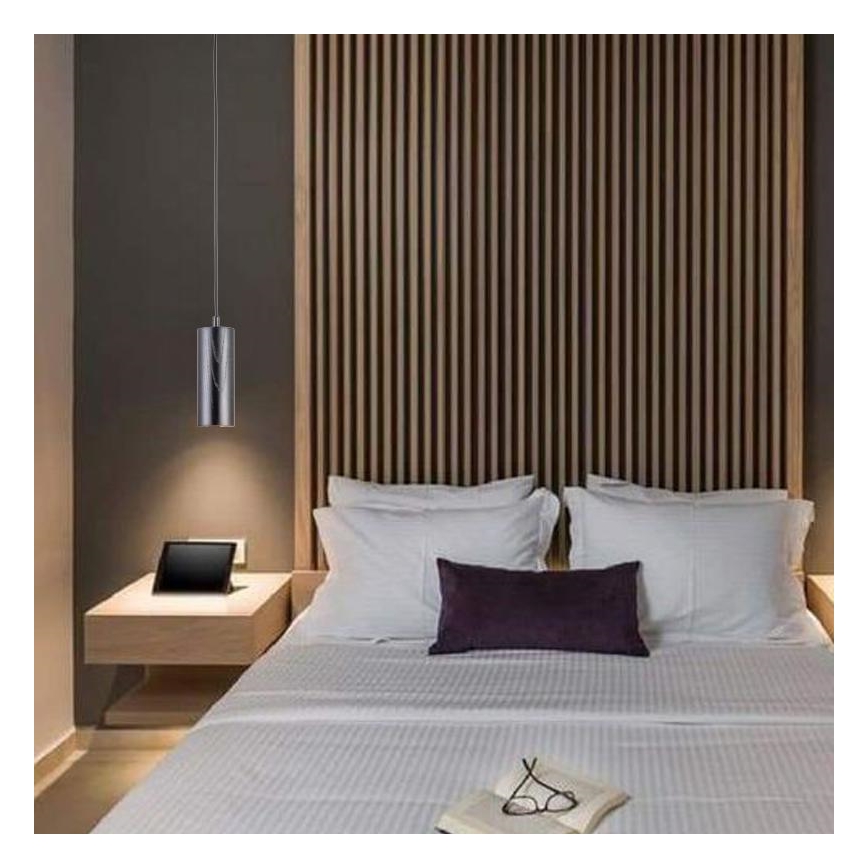 Luster na lanku 1xGU10/10W/230V jaseň/masív čierna