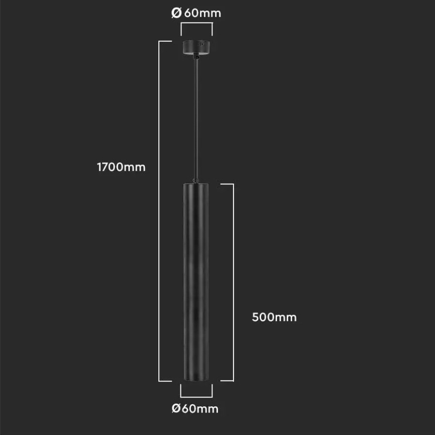 Luster na lanku 1xGU10/35W/230V 50 cm čierna