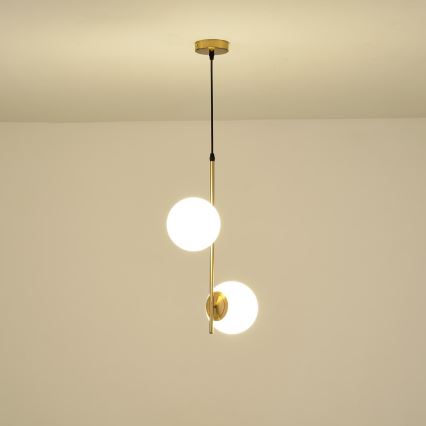 Luster na lanku 2xE27/40W/230V mosadz