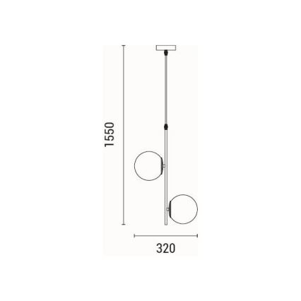 Luster na lanku 2xE27/40W/230V mosadz