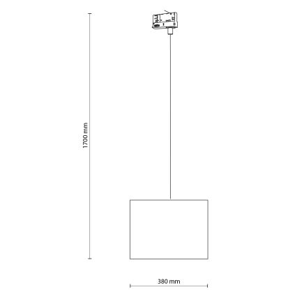 Luster na lanku do 3-fázového lištového systému TRACER 1xE27/15W/230V pr. 38 cm čierna/šedá