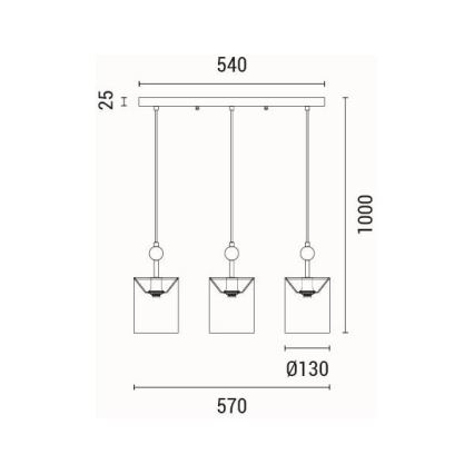 Luster na lanku 3xE14/15W/230V
