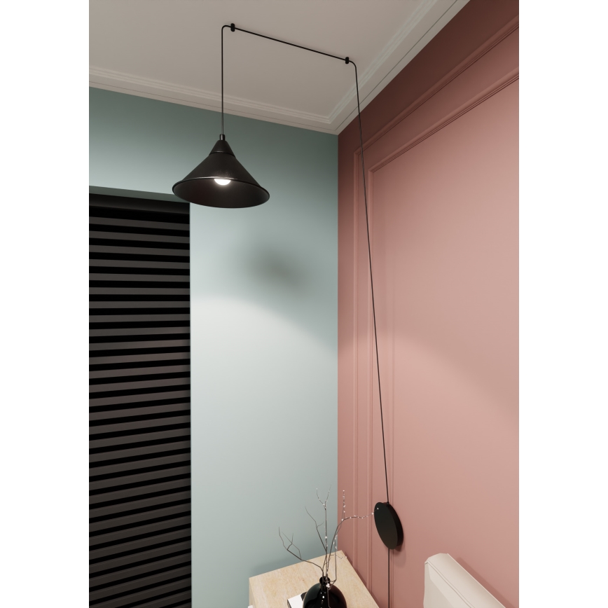 Luster na lanku ABRAMO 1xE27/15W/230V čierna