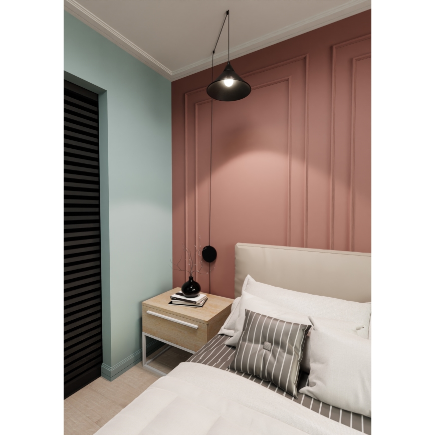 Luster na lanku ABRAMO 1xE27/15W/230V čierna