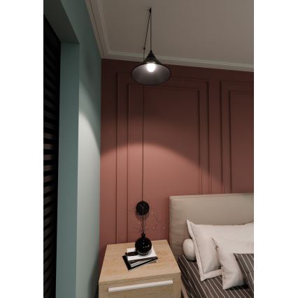Luster na lanku ABRAMO 1xE27/15W/230V čierna