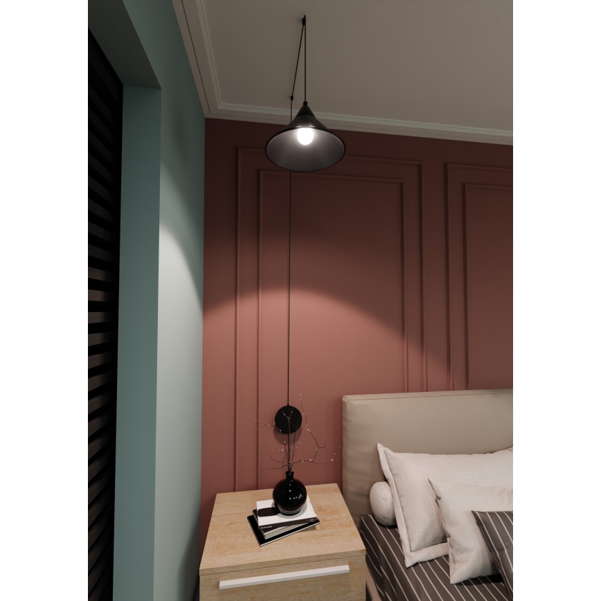 Luster na lanku ABRAMO 1xE27/15W/230V čierna