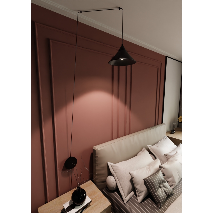 Luster na lanku ABRAMO 1xE27/15W/230V čierna