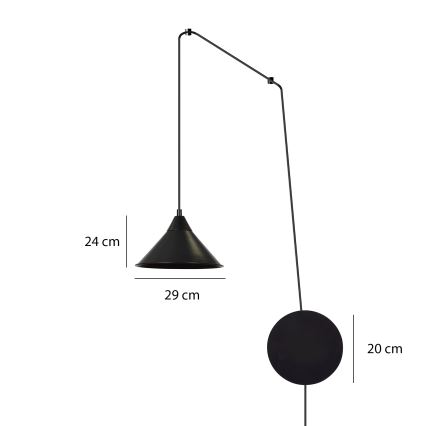 Luster na lanku ABRAMO 1xE27/15W/230V čierna
