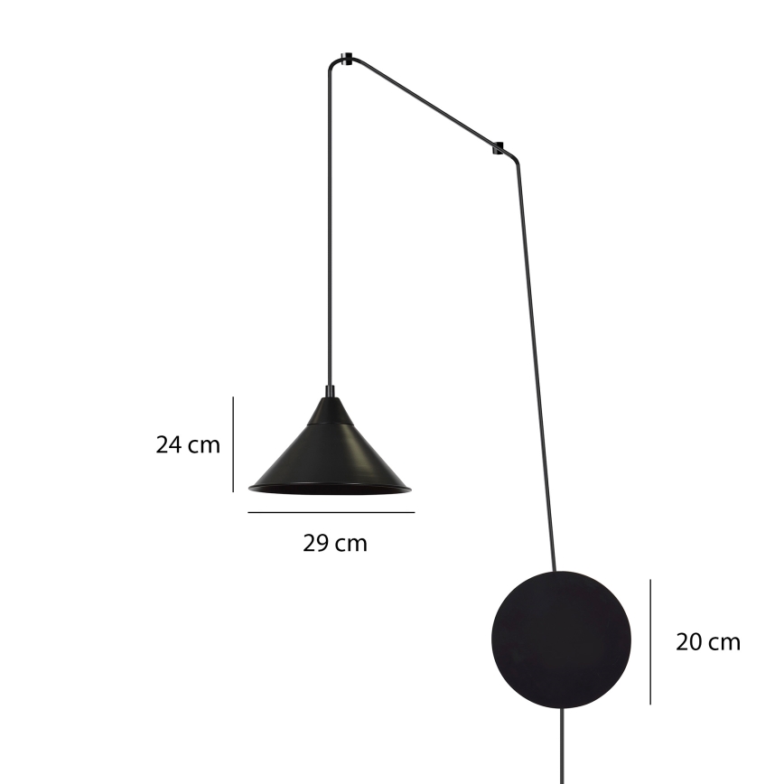 Luster na lanku ABRAMO 1xE27/15W/230V čierna