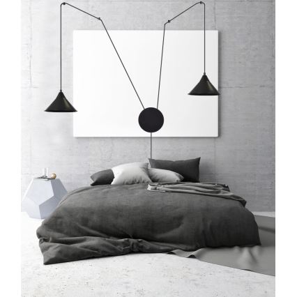 Luster na lanku ABRAMO 2xE27/15W/230V čierna