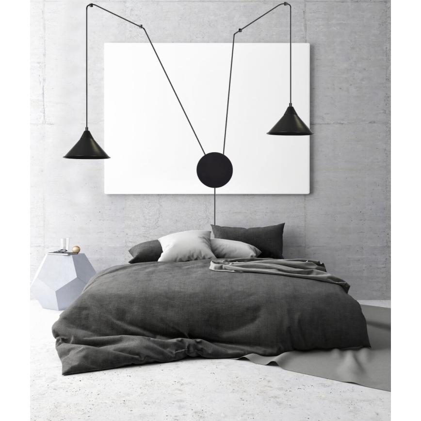 Luster na lanku ABRAMO 2xE27/15W/230V čierna