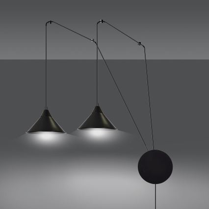 Luster na lanku ABRAMO 2xE27/15W/230V čierna