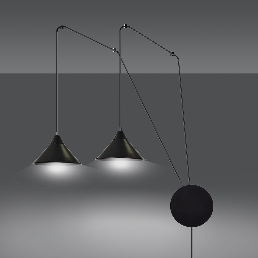 Luster na lanku ABRAMO 2xE27/15W/230V čierna