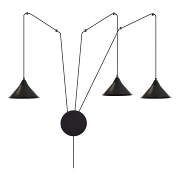 Luster na lanku ABRAMO 3xE27/15W/230V čierna
