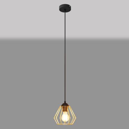 Luster na lanku AGAT 1xE27/15W/230V zlatá/čierna