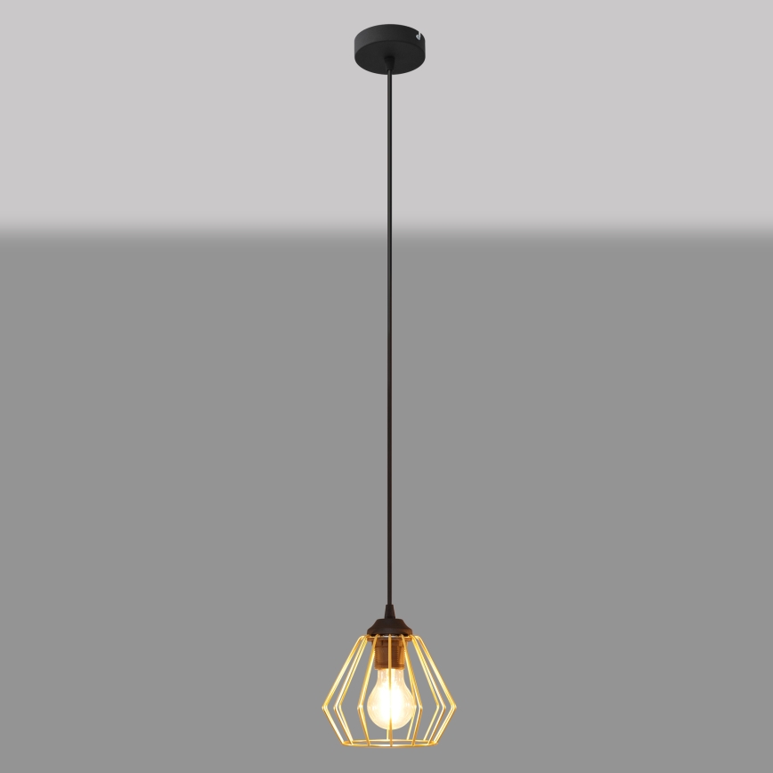 Luster na lanku AGAT 1xE27/15W/230V zlatá/čierna