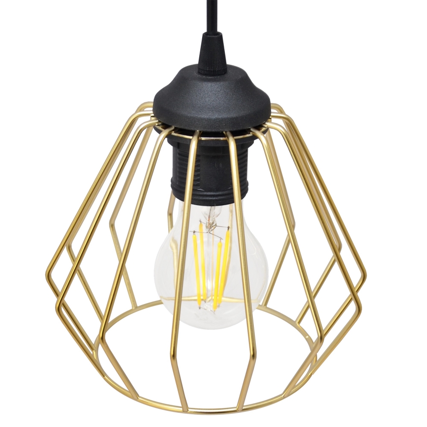 Luster na lanku AGAT 1xE27/15W/230V zlatá/čierna