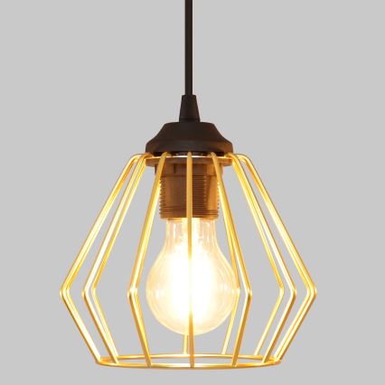 Luster na lanku AGAT 1xE27/15W/230V zlatá/čierna