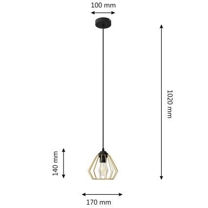 Luster na lanku AGAT 1xE27/15W/230V zlatá/čierna