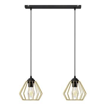 Luster na lanku AGAT 2xE27/15W/230V zlatá/čierna