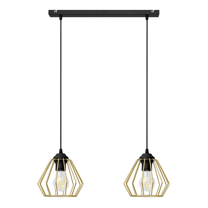 Luster na lanku AGAT 2xE27/15W/230V zlatá/čierna