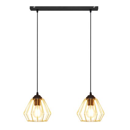 Luster na lanku AGAT 2xE27/15W/230V zlatá/čierna
