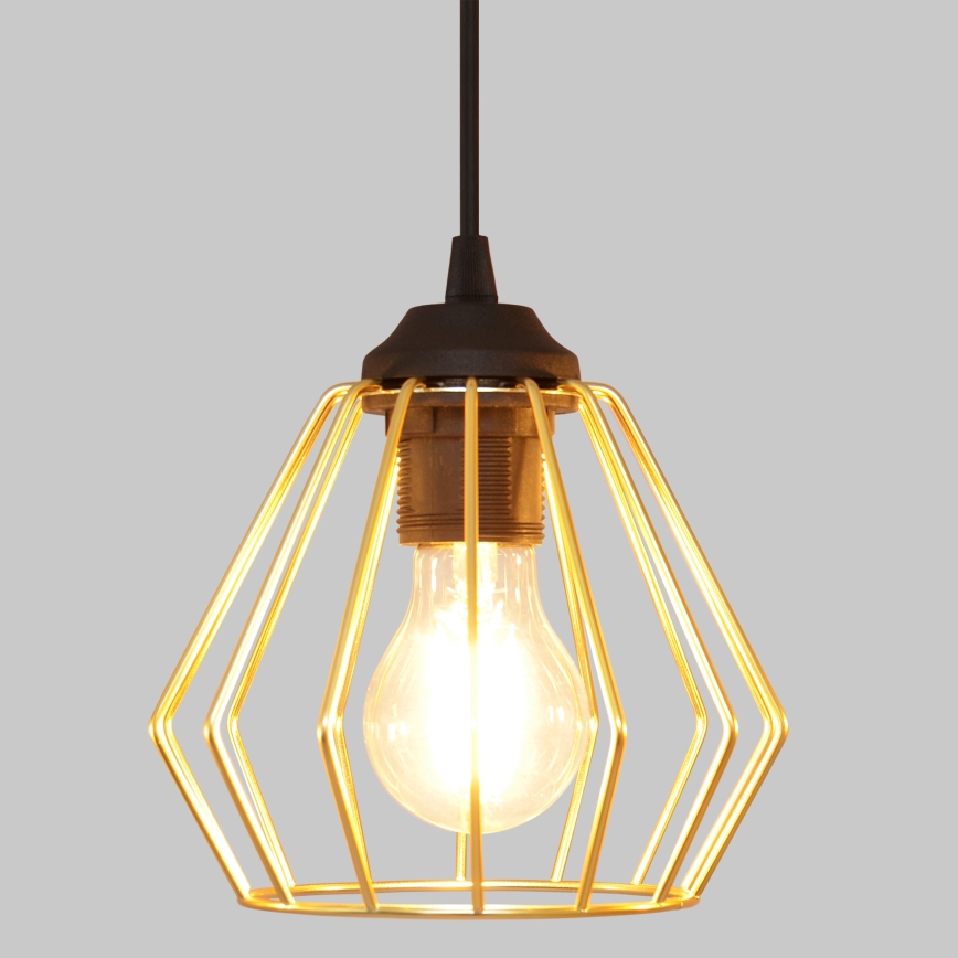 Luster na lanku AGAT 2xE27/15W/230V zlatá/čierna