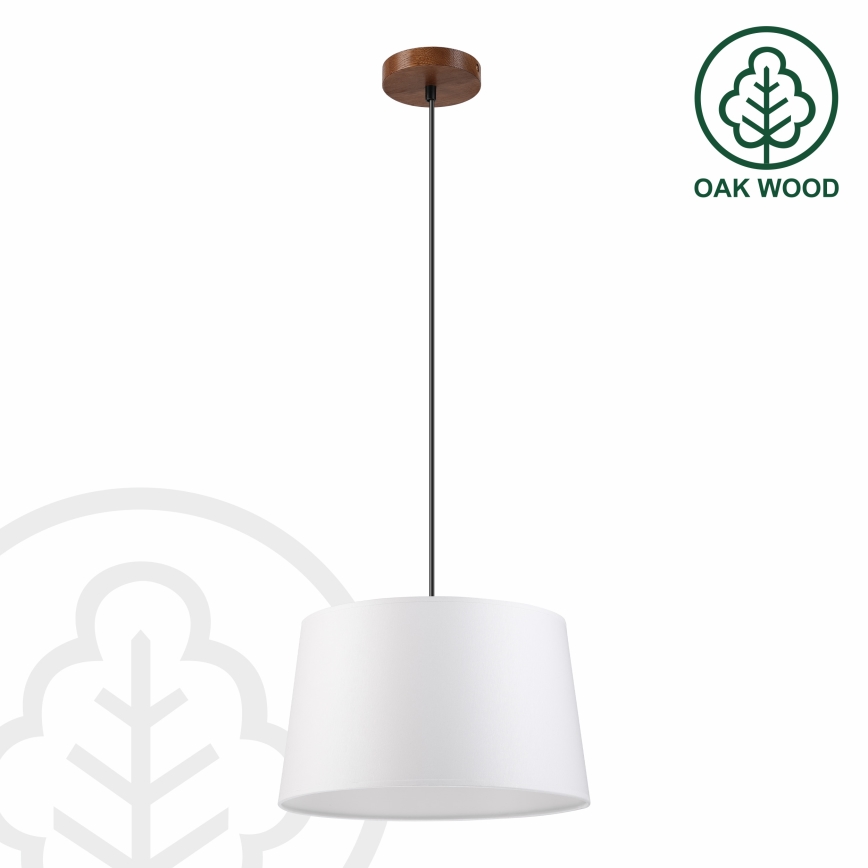 Luster na lanku AIDA 1xE27/60W/230V pr. 35 cm dub/orech/biela