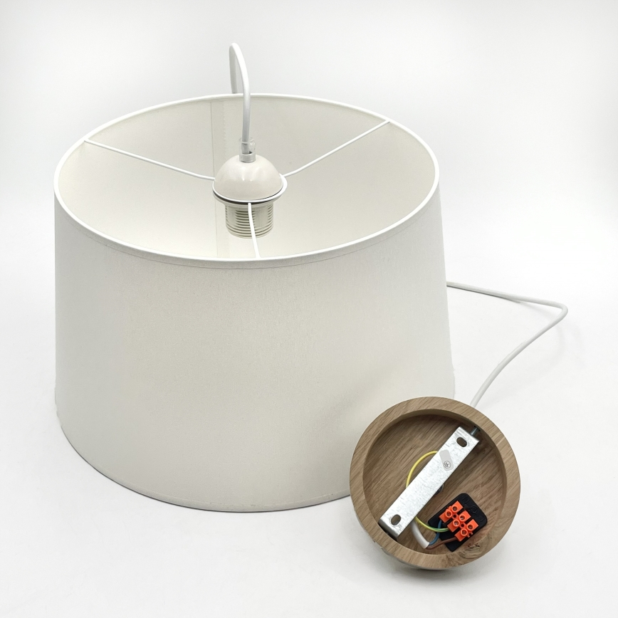 Luster na lanku AIDA 1xE27/60W/230V priemer 35 cm dub/biela