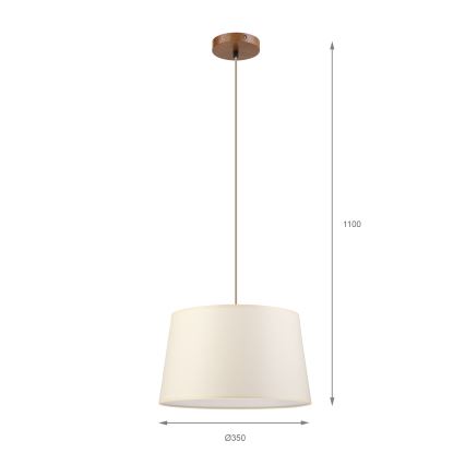 Luster na lanku AIDA, 1×E27/15W/230V, priemer 35 cm, dub/krémová