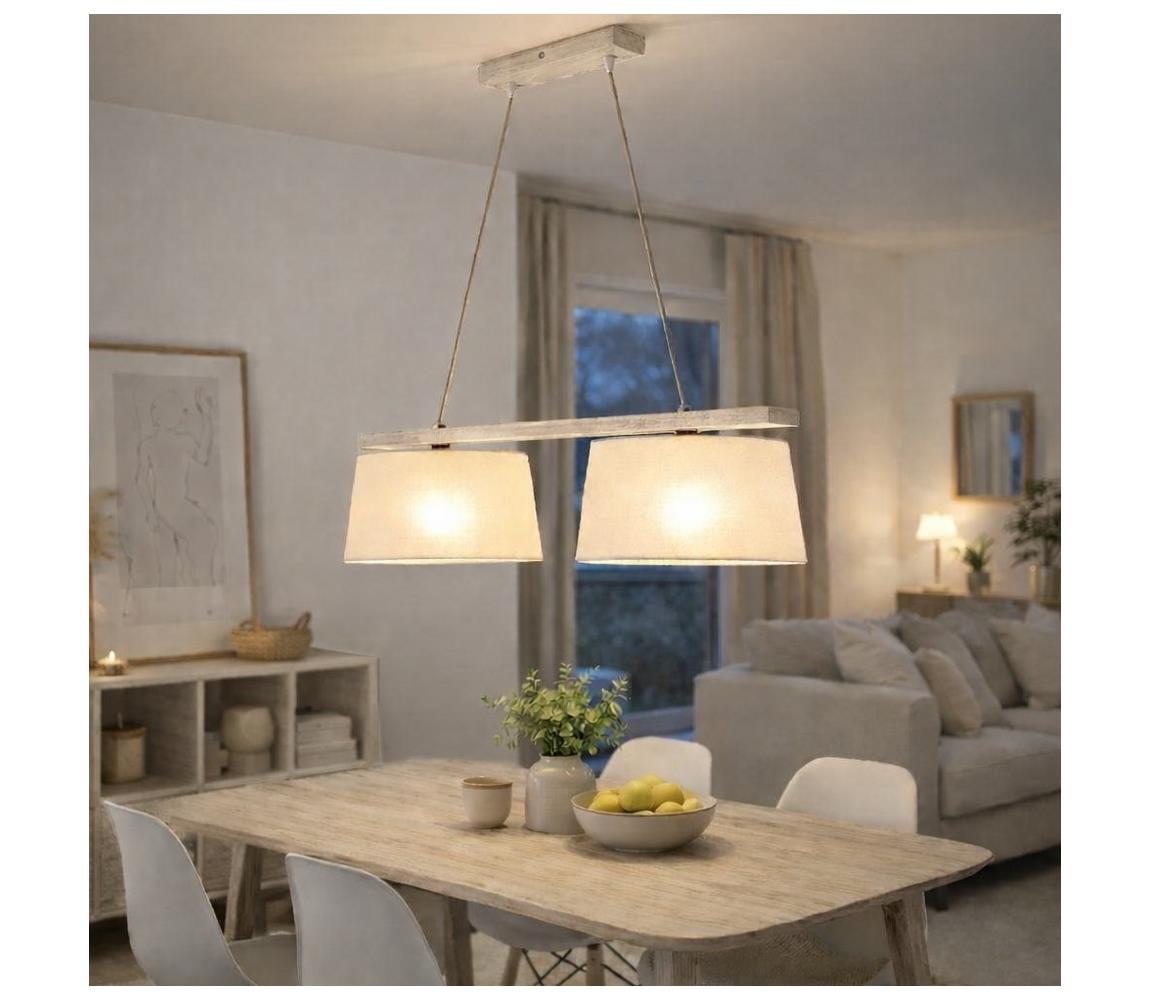 Luster na lanku AIDA 2xE27/60W/230V pr. 35 cm dub/biela LD 2.98 BIAŁY