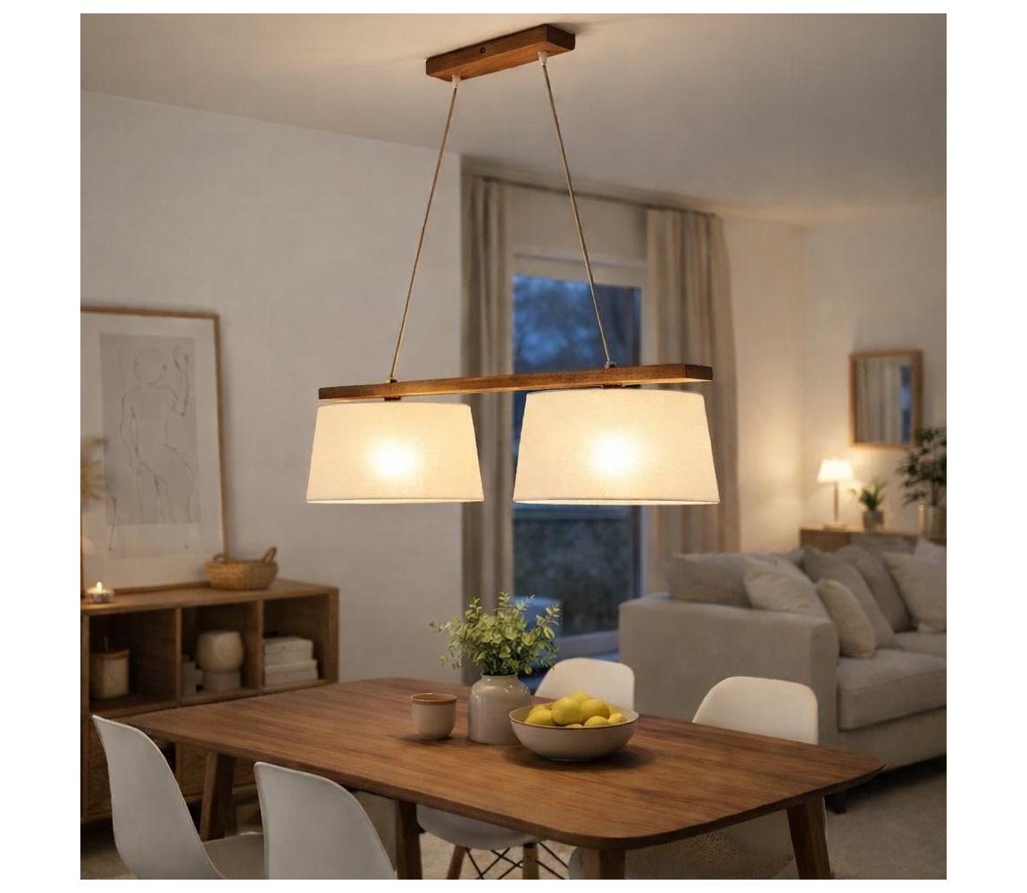 Luster na lanku AIDA 2xE27/60W/230V pr. 35 cm dub/orech LD 2.98 DĄB ORZECH