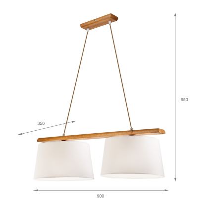 Luster na lanku AIDA, 2xE27/60W/230V, priemer 35 cm, dub