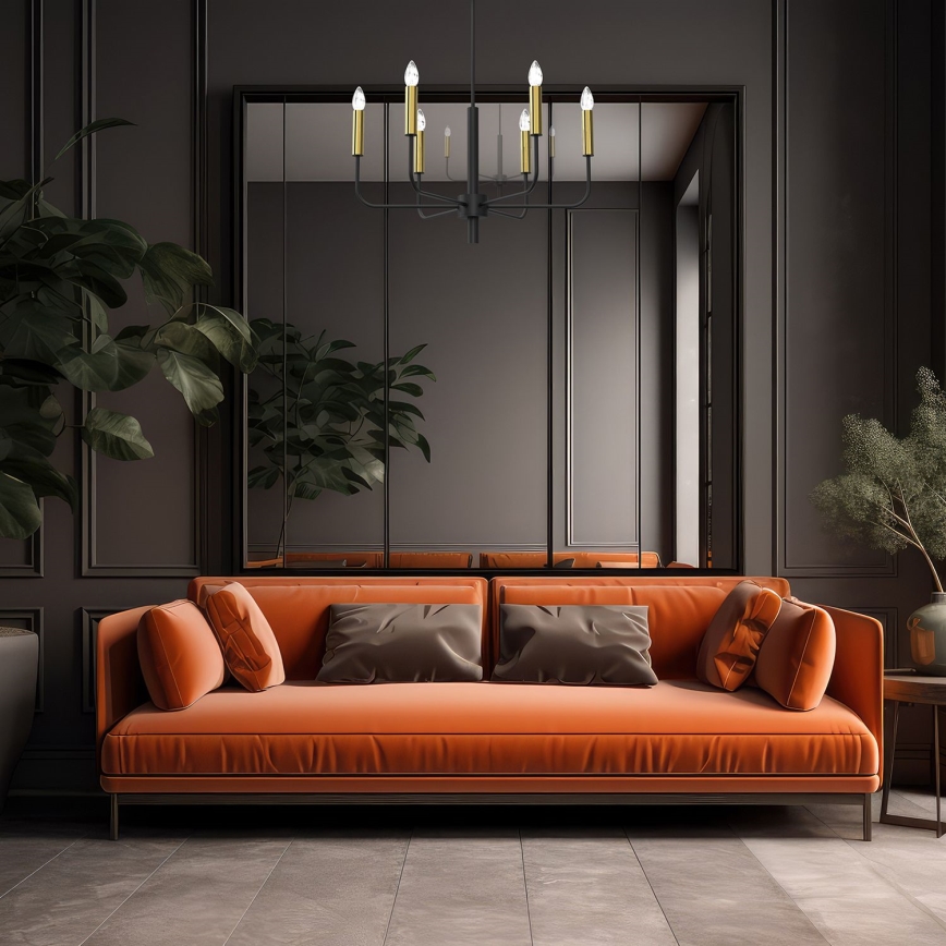 Luster na lanku AKASYA 6xE14/15W/230V čierna/zlatá