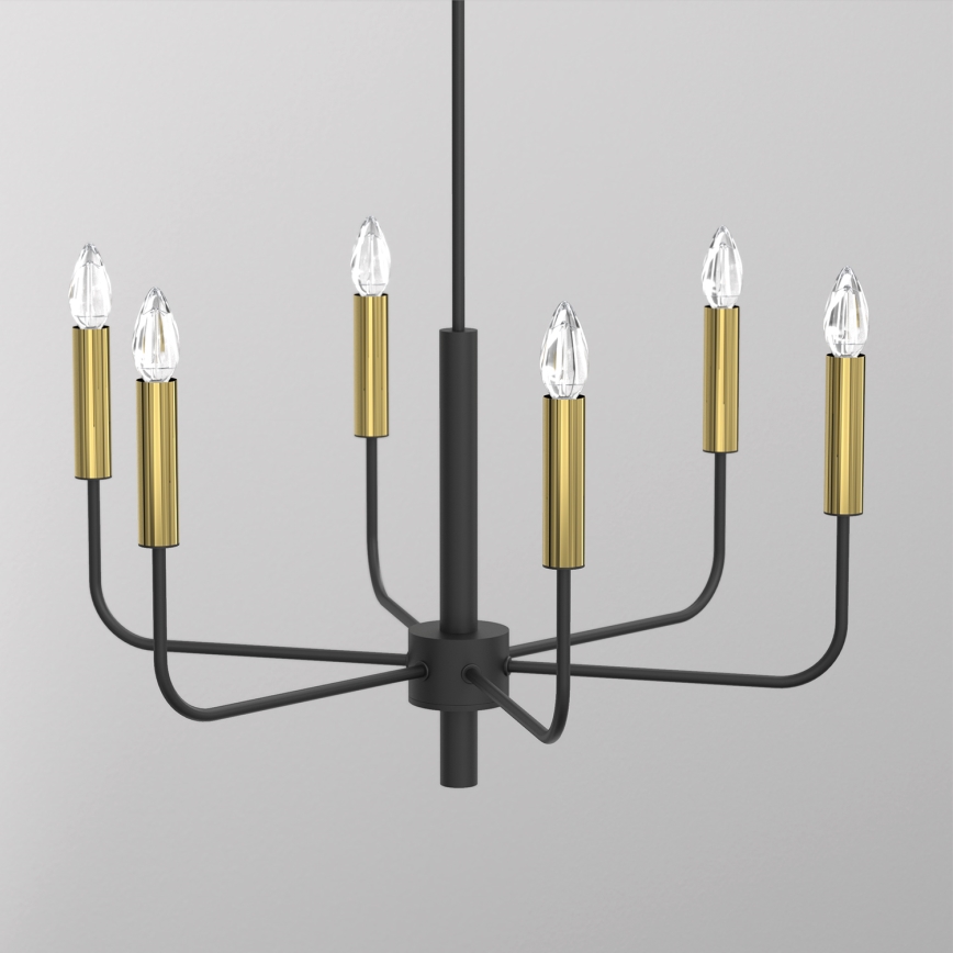 Luster na lanku AKASYA 6xE14/15W/230V čierna/zlatá