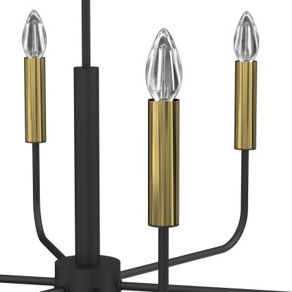 Luster na lanku AKASYA 6xE14/15W/230V čierna/zlatá