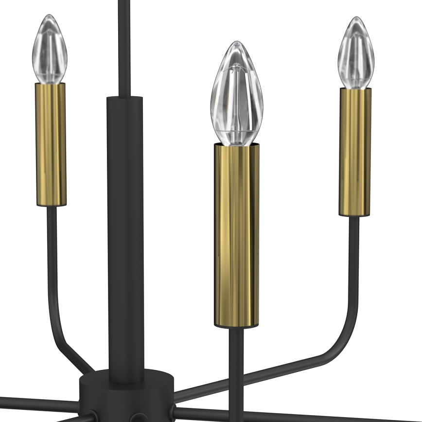 Luster na lanku AKASYA 6xE14/15W/230V čierna/zlatá