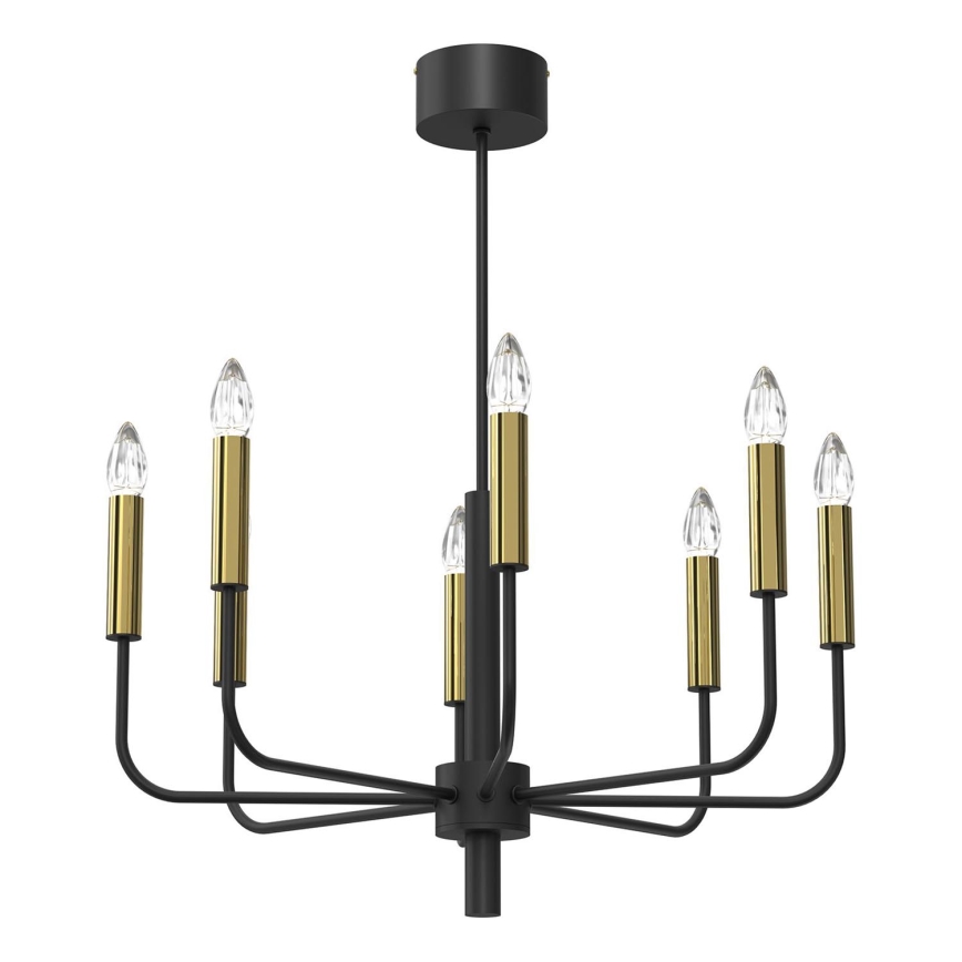 Luster na lanku AKASYA 8xE14/15W/230V čierna/zlatá
