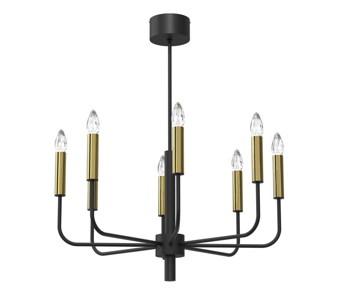  Luster na lanku AKASYA 8xE14/15W/230V čierna/zlatá 