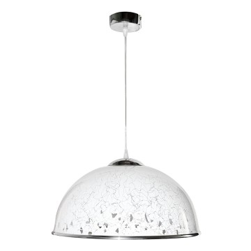 Luster na lanku AKRYL - chróm KS 1xE27/60W biela žilky Luster na lanku AKRYL - chróm KS 1xE27/60W biela žilky