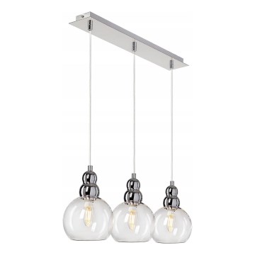 Luster na lanku AKSO 3xE14/40W/230V strieborná