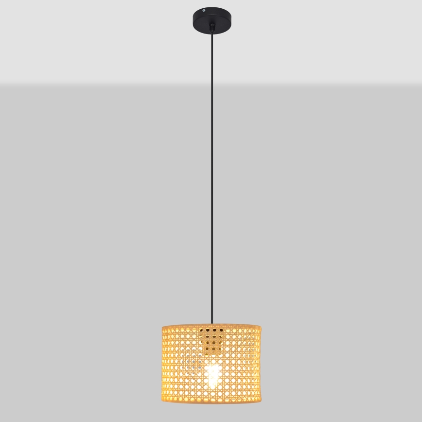 Luster na lanku ALBA 1xE27/15W/230V pr. 20 cm ratan/čierna