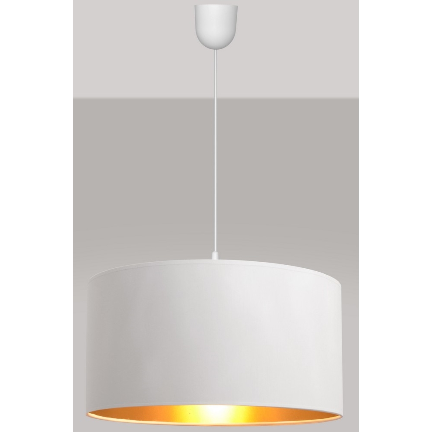 Luster na lanku ALBA 1xE27/15W/230V pr. 40 cm biela/zlatá