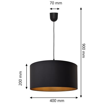 Luster na lanku ALBA 1xE27/15W/230V pr. 40 cm čierna/zlatá