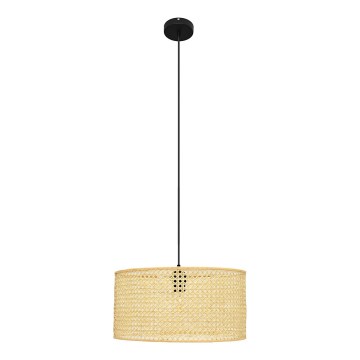 Luster na lanku ALBA 1xE27/15W/230V pr. 40 cm ratan/čierna