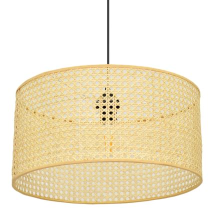 Luster na lanku ALBA 1xE27/15W/230V pr. 40 cm ratan/čierna